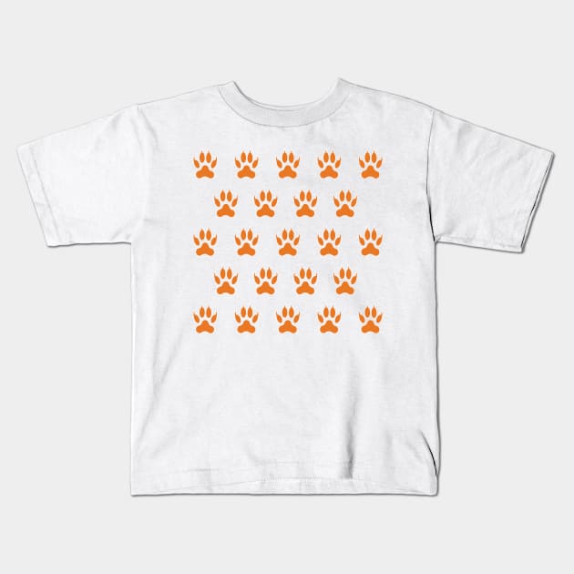 Orange Tiger Paw Kids T-Shirt by HalamoDesigns